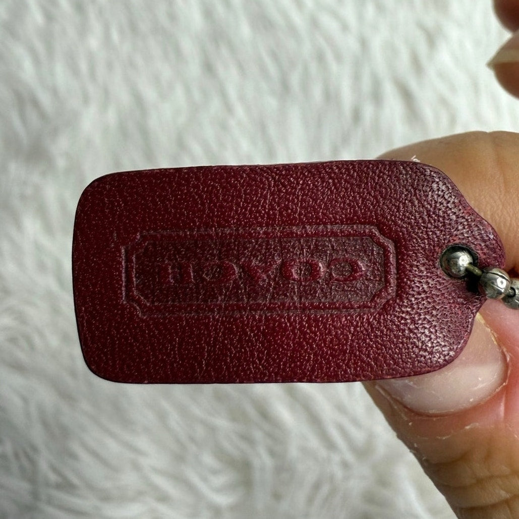 1" y2k COACH Vintage Red Fob Bag Charm Hang tag Hangtag