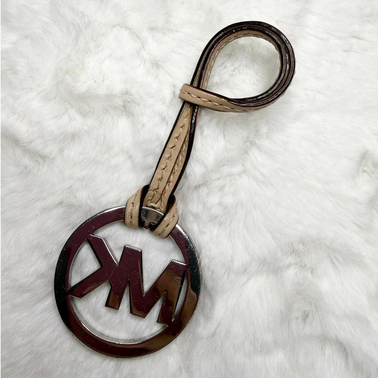 Michael Kors Tan Silver key fob bag charm
