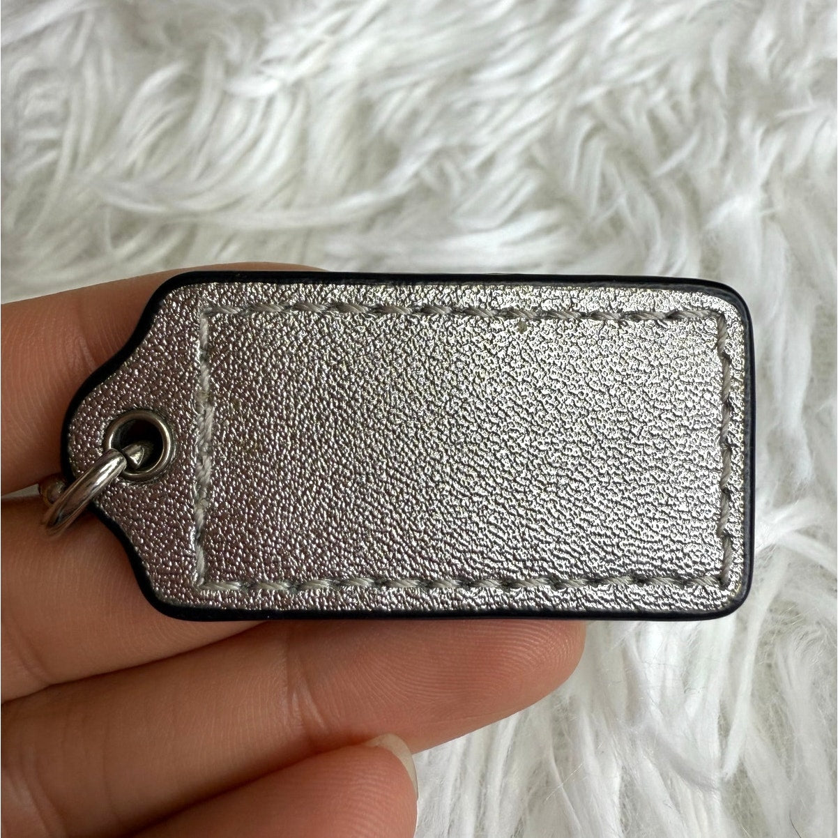 1.5" COACH Silver Fob Bag Charm Hang tag Hangtag