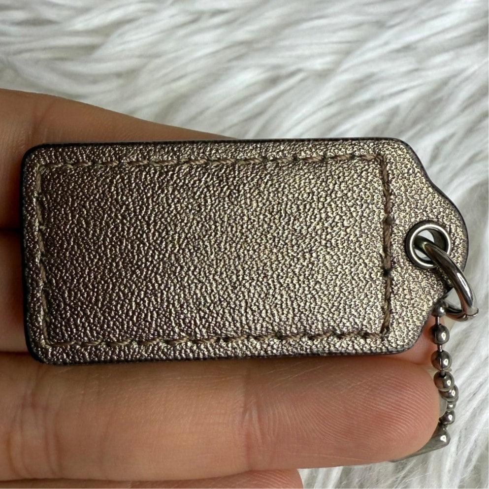1.5" COACH Bronze Fob Bag Charm Hang tag Hangtag