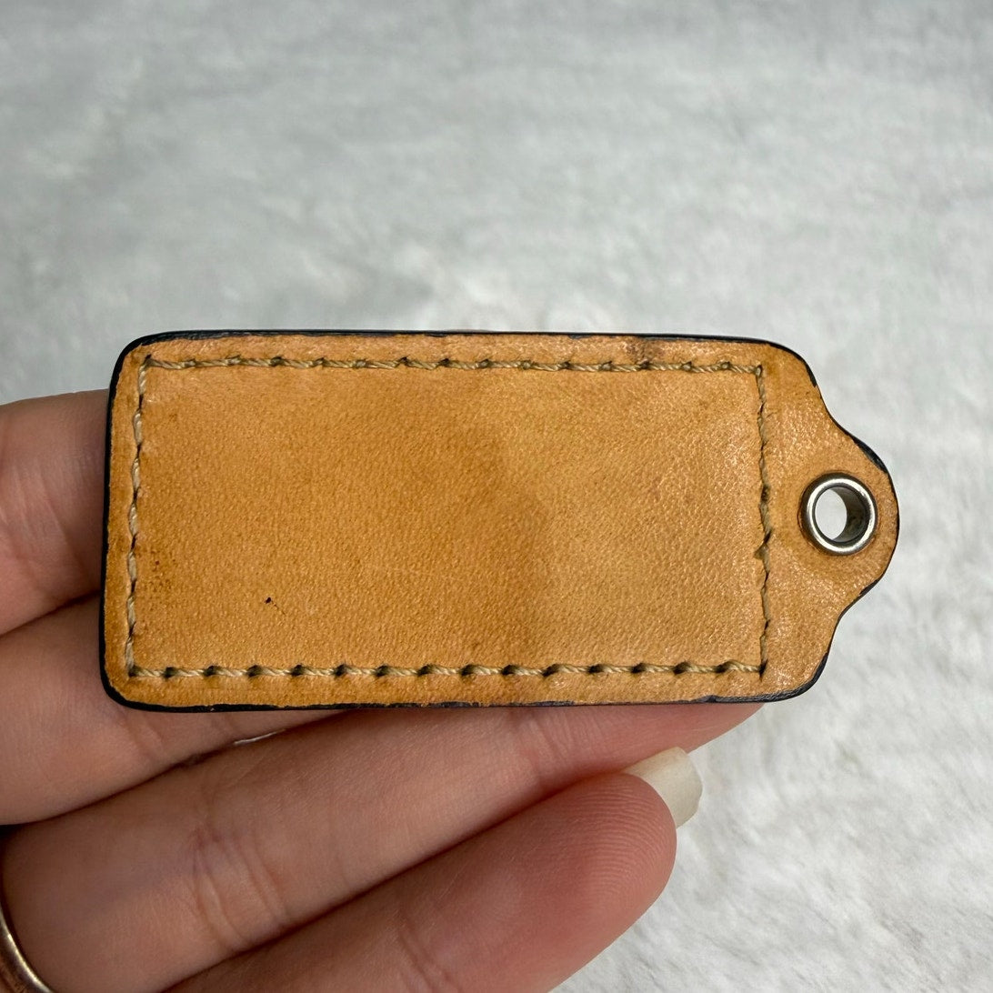 2" COACH Tan Fob Bag Charm Hang tag Hangtag