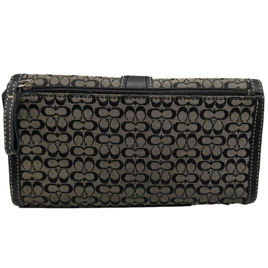 Vintage COACH y2k Soho Black Gray Buckle Signature Canvas Wallet