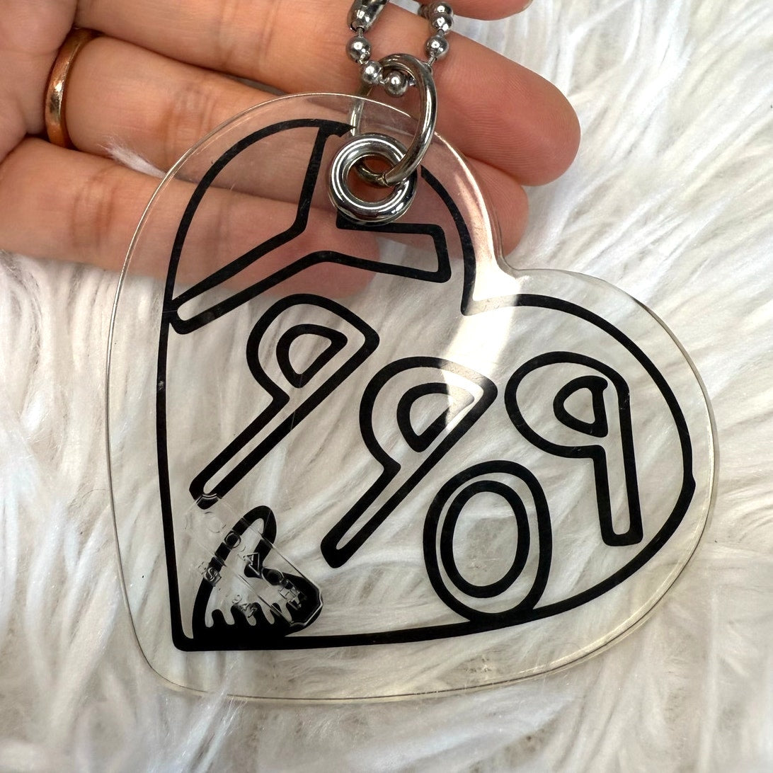 3” COACH POPPY Heart Black Clear Charm