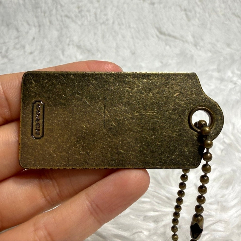 2.5" Vintage COACH Metal Brass Fob Bag Charm Hang tag Hangtag