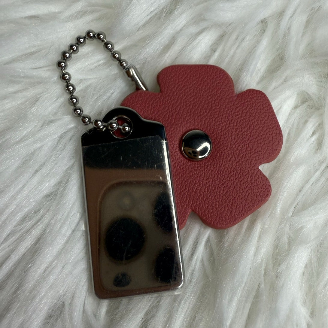 1.5" COACH Silver Tea Rose Flower Floral Bag Charm Hang Tag