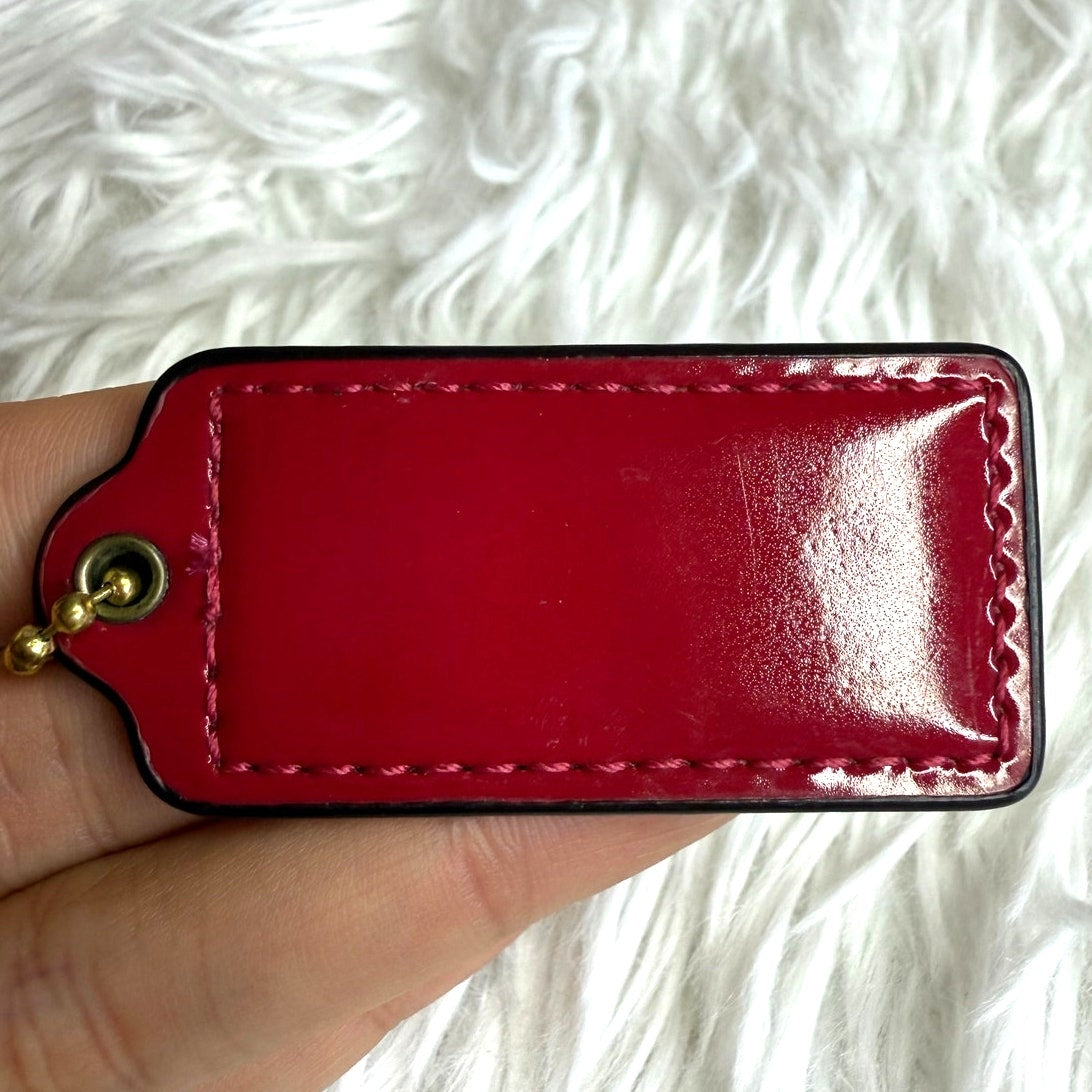 2" COACH Red Patent Leather Fob Bag Charm Hang tag Hangtag