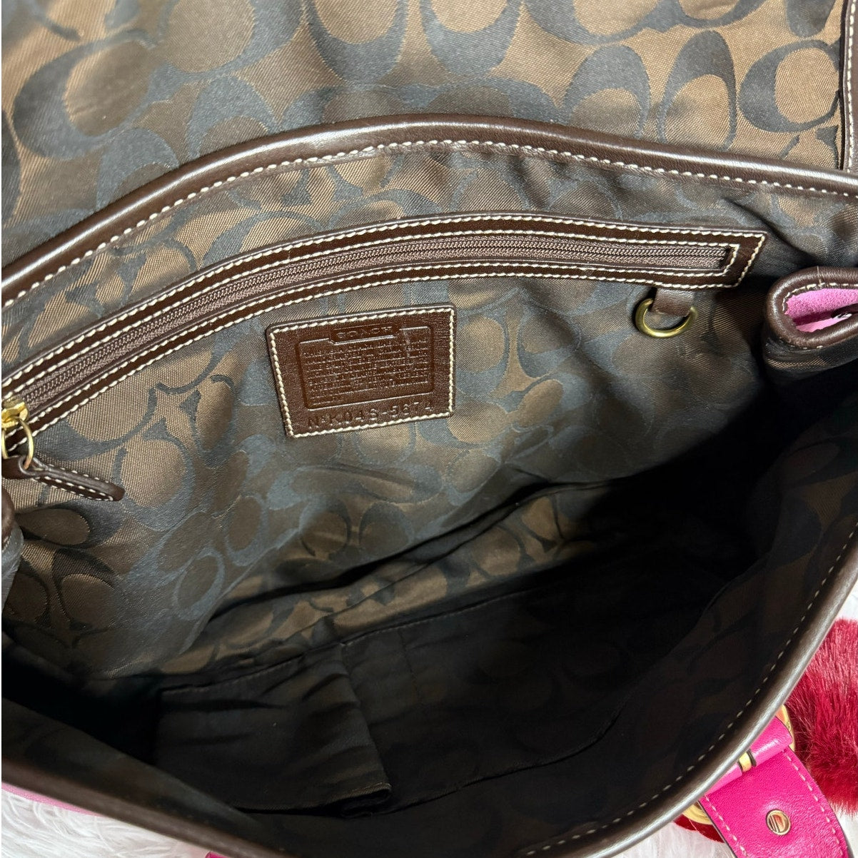 y2k COACH Vintage 2004 Pink Hampton Suede SOHO Flap Satchel