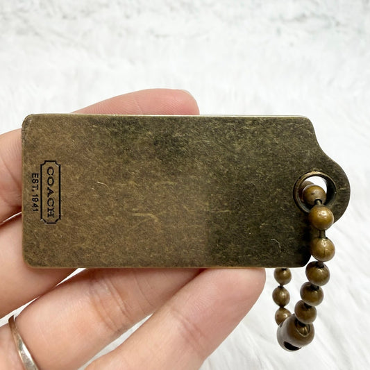 2.5" Vintage COACH Metal Brass Fob Bag Charm Hang tag Hangtag