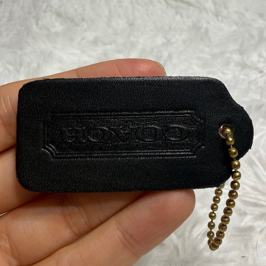 2" Vintage COACH Black Fob Bag Charm Hang tag Hangtag