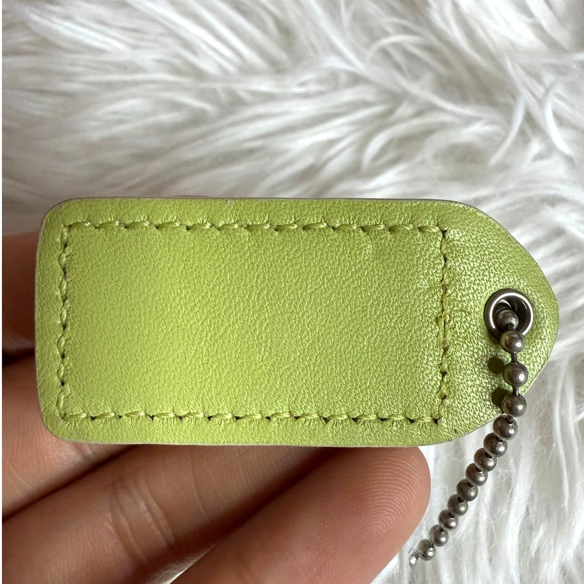 1.5" y2k COACH Vintage White Lime Fob Bag Charm Hang tag Hangtag