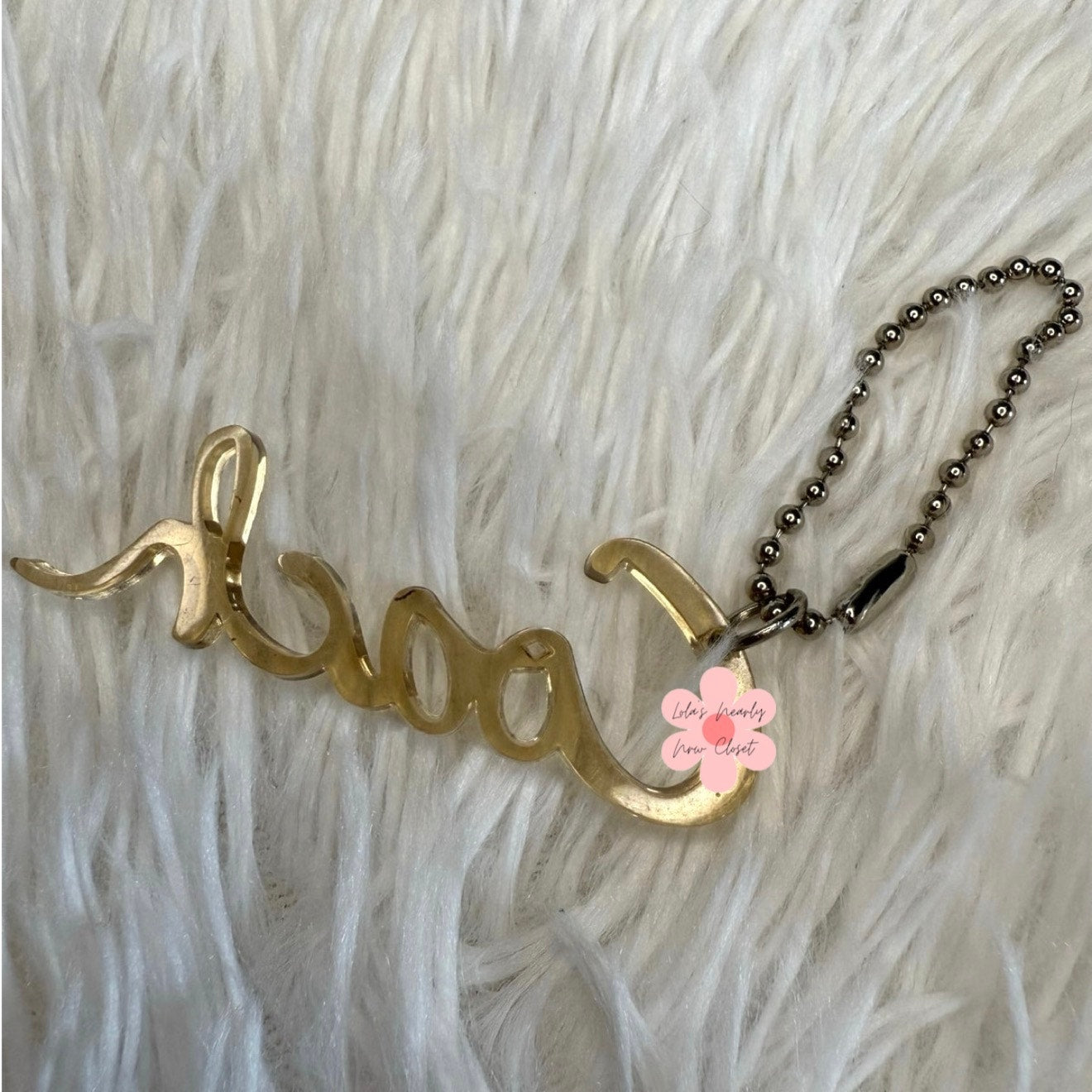3" COACH Poppy Script Fob Bag Charm Hang tag Hangtag