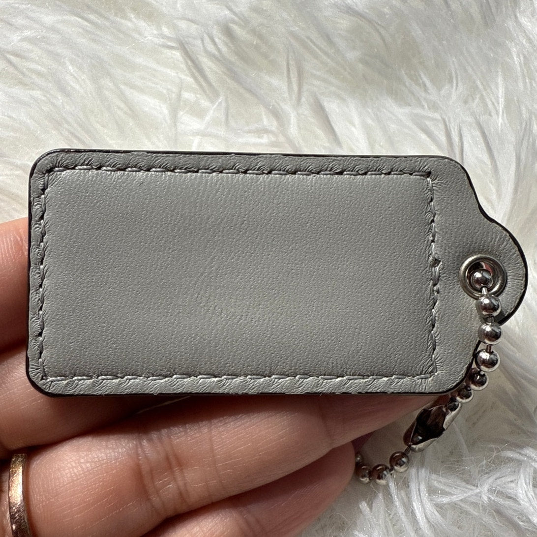 2” COACH 2-toned Green Gray Fob Bag Charm Hang tag Hangtag