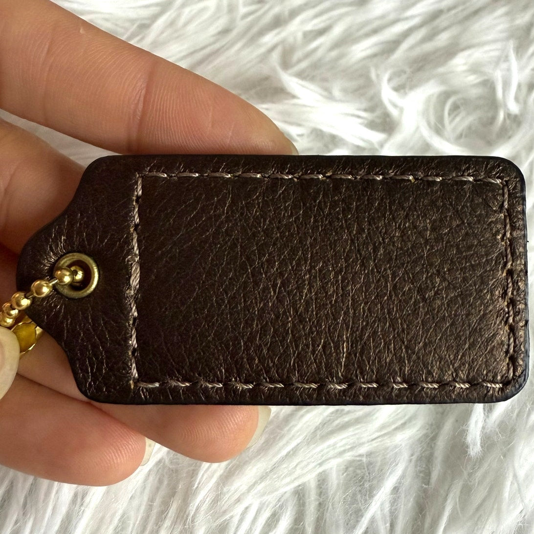2" COACH Metallic Brown Fob Bag Charm Hang tag Hangtag