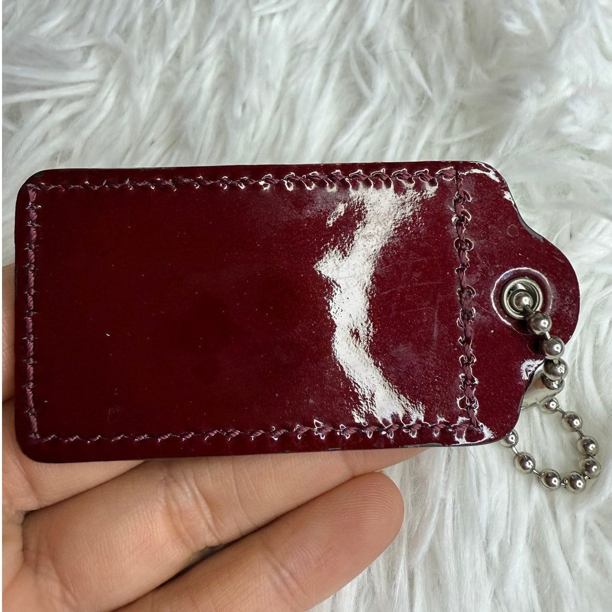 2.5" COACH Burgundy Fob Bag Charm Hang tag Hangtag
