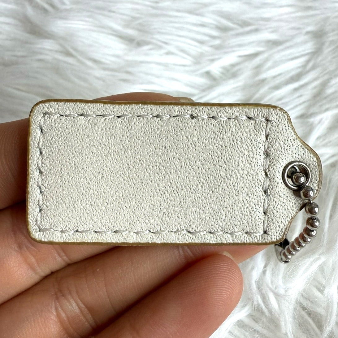 1.5" COACH Cream Fob Bag Charm Hang tag Hangtag