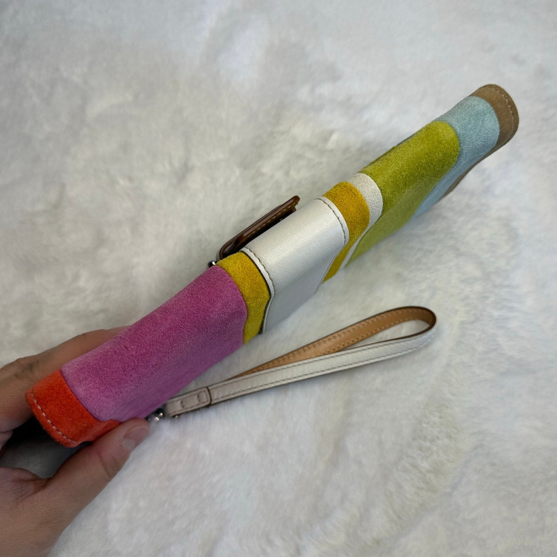 y2k Coach Vintage 2003 SoHo Striped Suede & Leather Wristlet Wallet