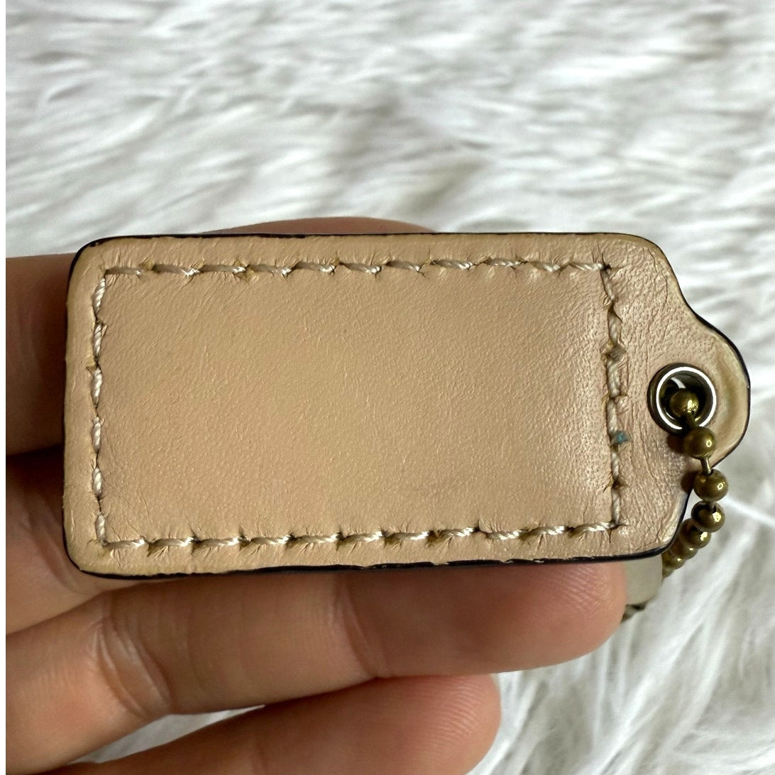1.5" COACH Tan Fob Bag Charm Hang tag Hangtag