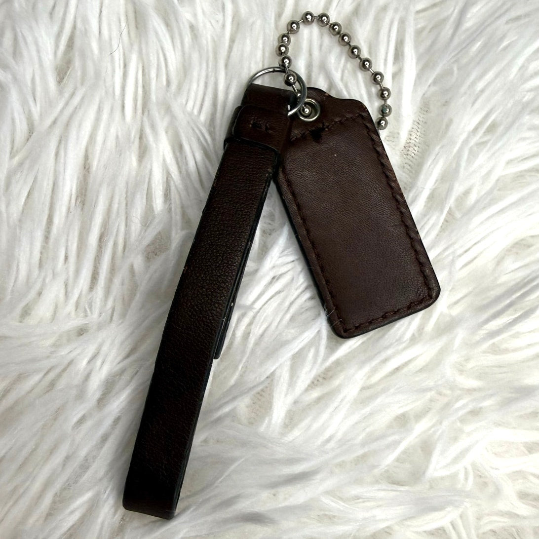 2" COACH Brown Fob Bag Charm Hang tag Hangtag