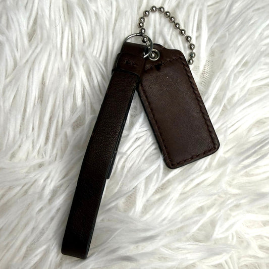 2" COACH Brown Fob Bag Charm Hang tag Hangtag