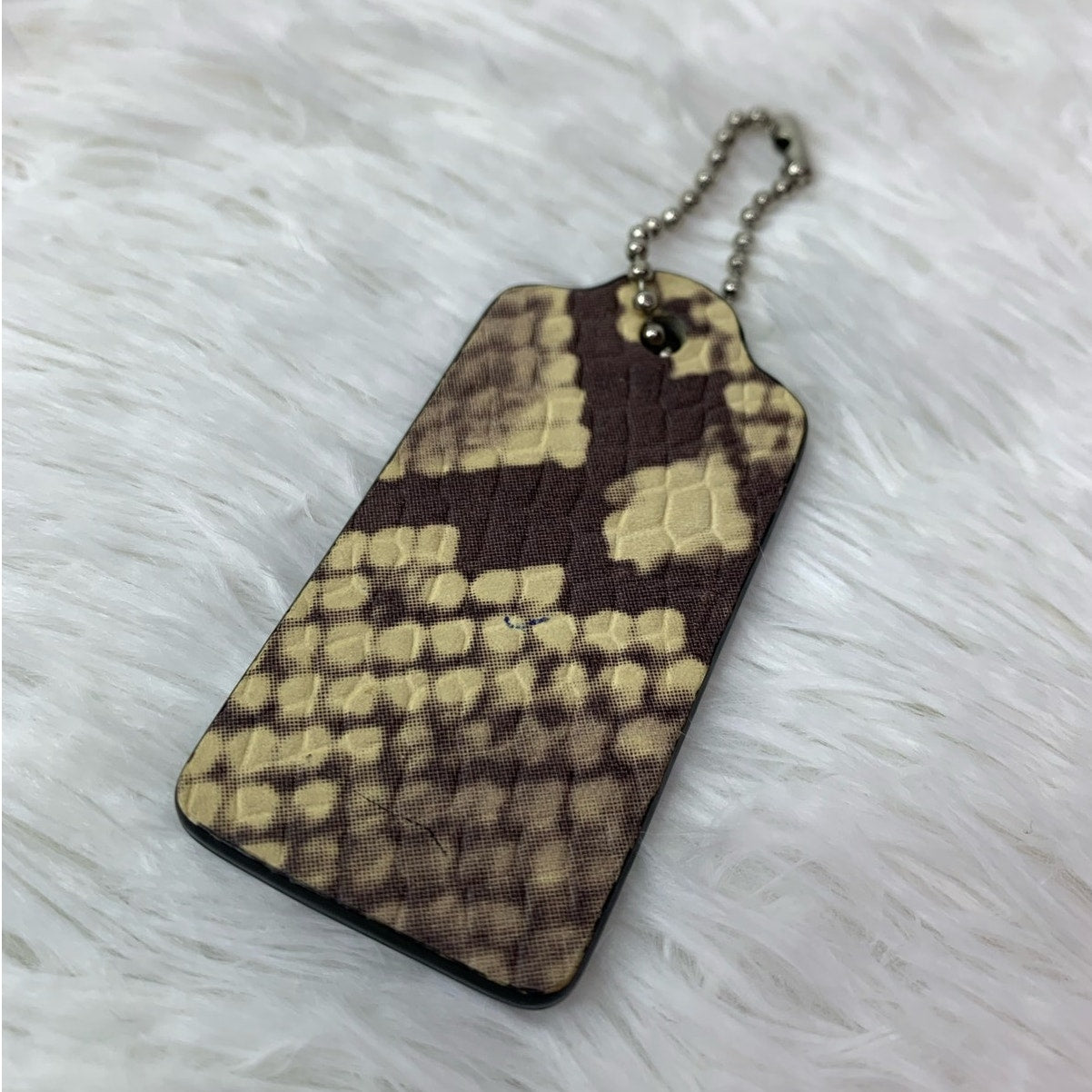 2" COACH Black Snack Print Animal Print Fob Bag Charm Hang tag Hangtag