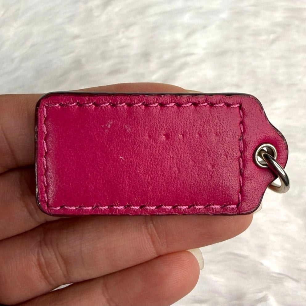 1.5" COACH Hot Pink Fob Bag Charm Hang tag Hangtag