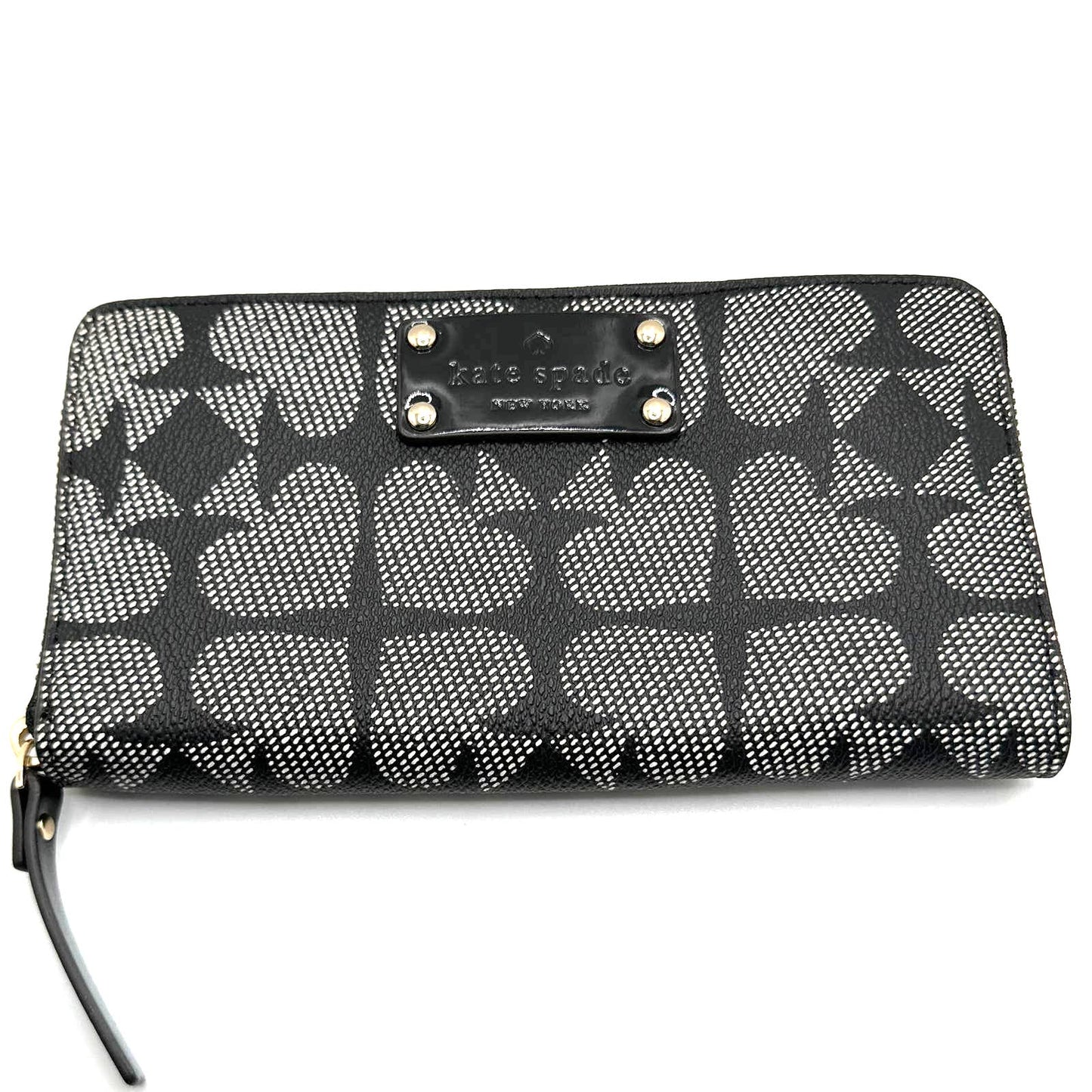 KATE SPADE New York Black and Gray Zip Around Wallet