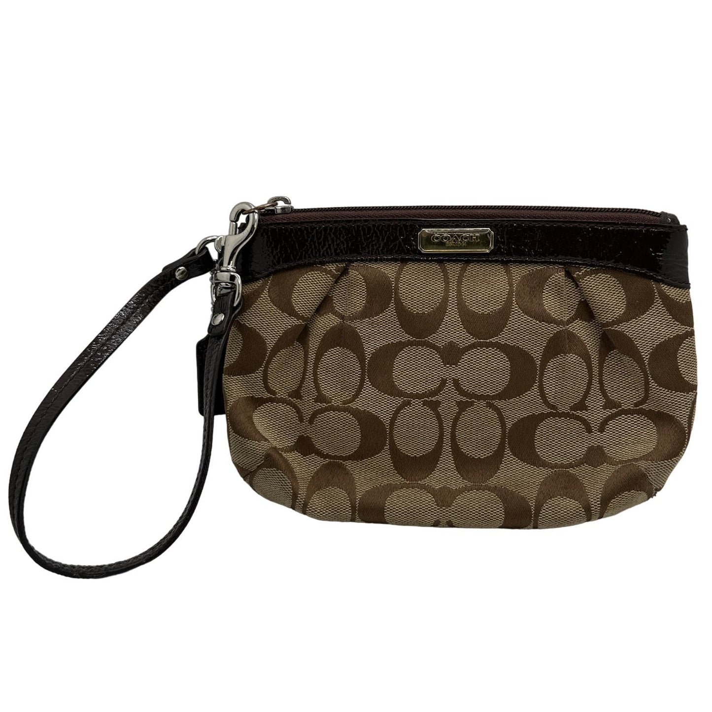 COACH Brown Signature Canvas Wristlet