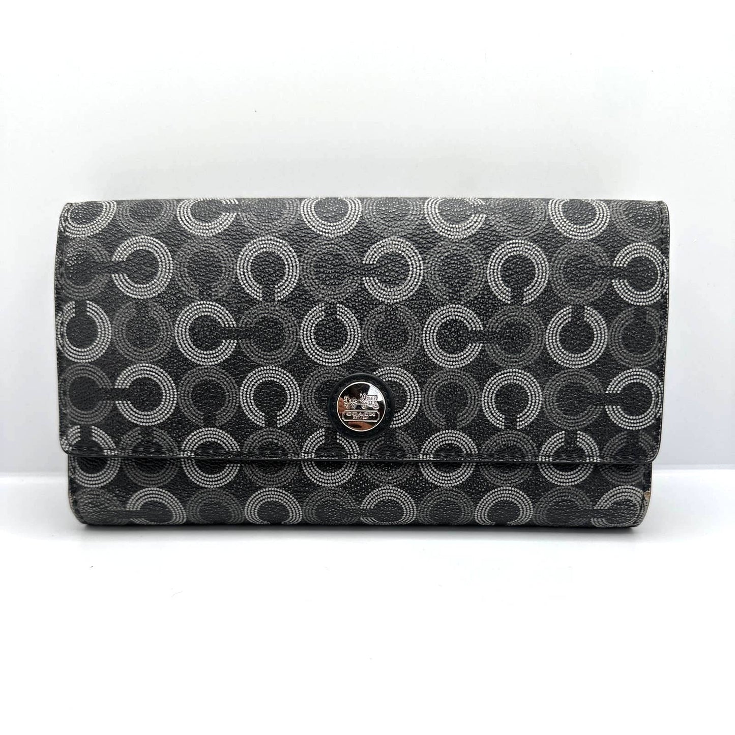COACH Black and Gray Op Art Wallet