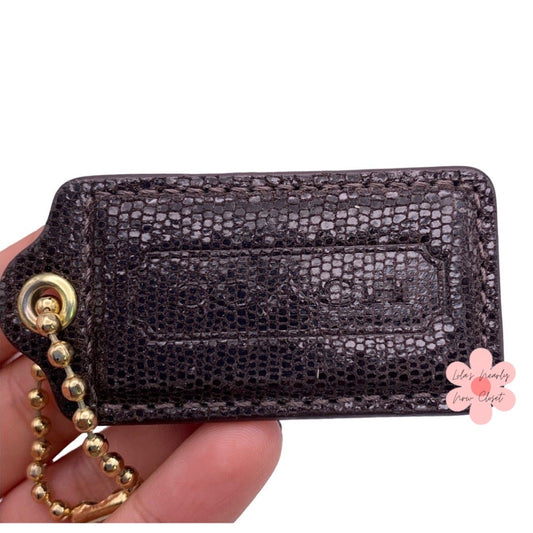 2" COACH Texture Brown Fob Bag Charm Hang tag Hangtag