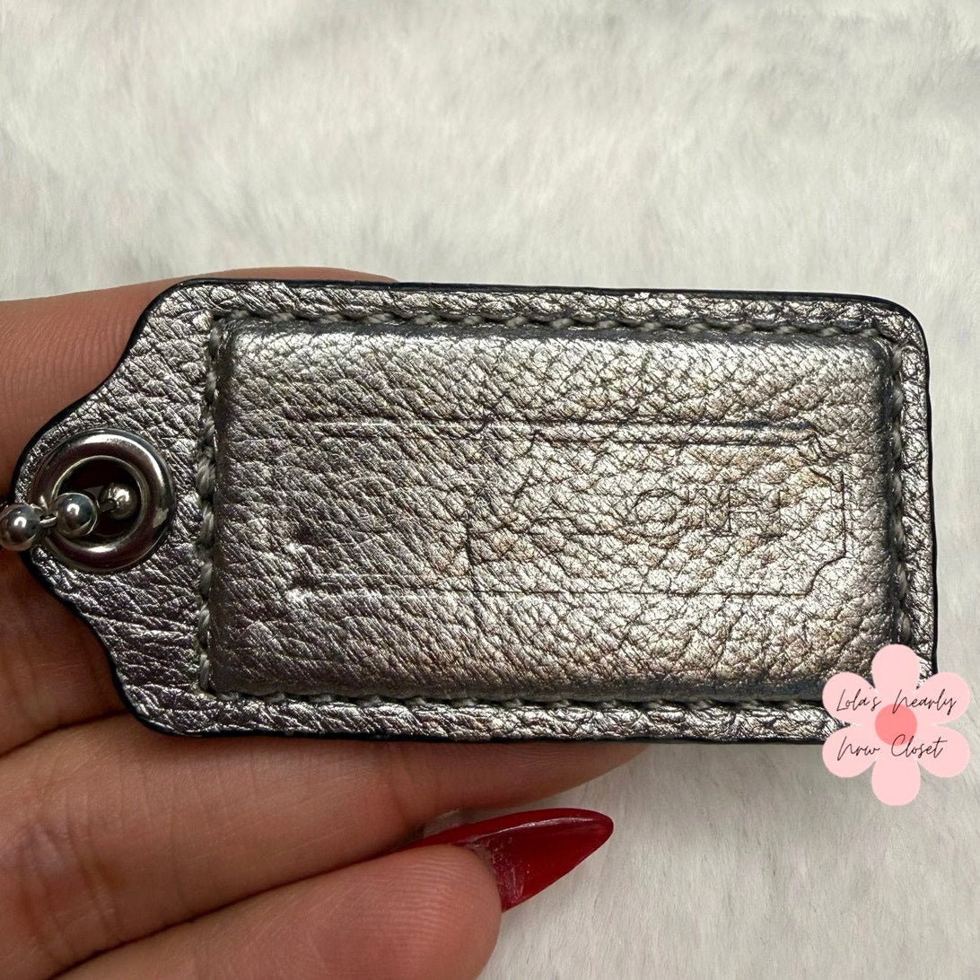 2" Coach Silver Fob Bag Charm Hang tag Hangtag