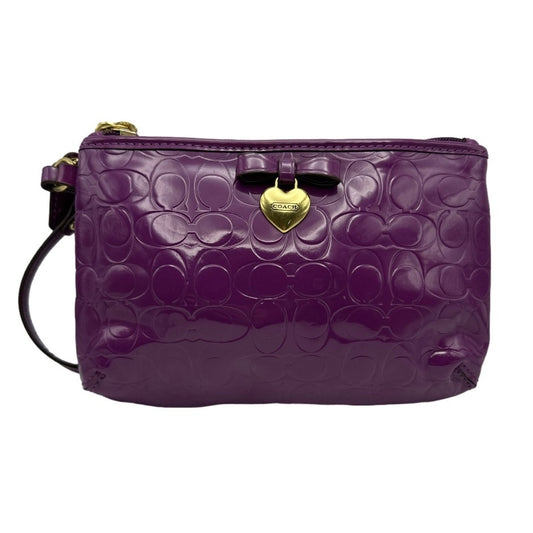 SALE COACH Patent Leather Purple Heart Wristlet