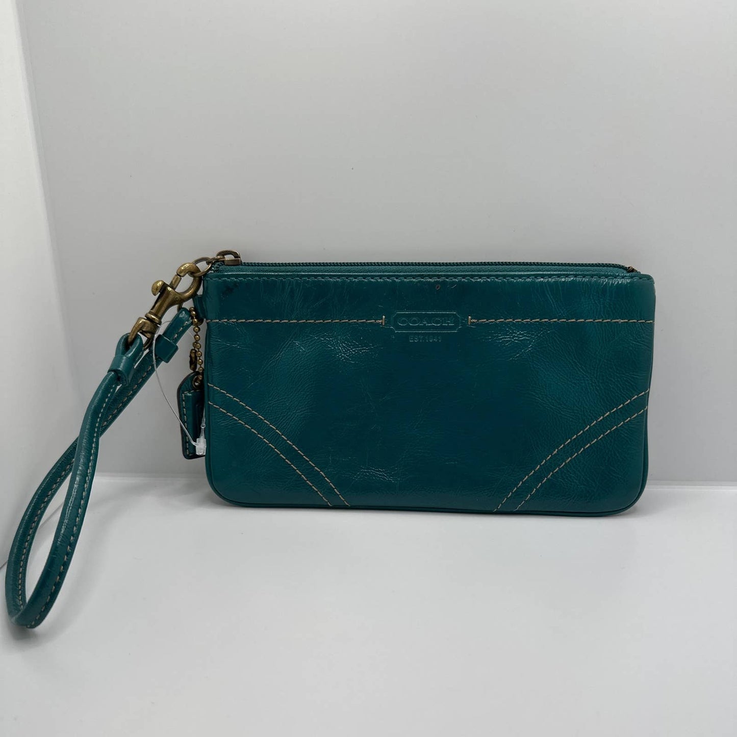 COACH Turquoise Patent Leather Wristlet