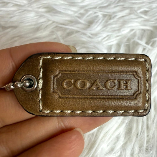 2" y2k COACH Vintage Brown Fob Bag Charm Hang tag Hangtag