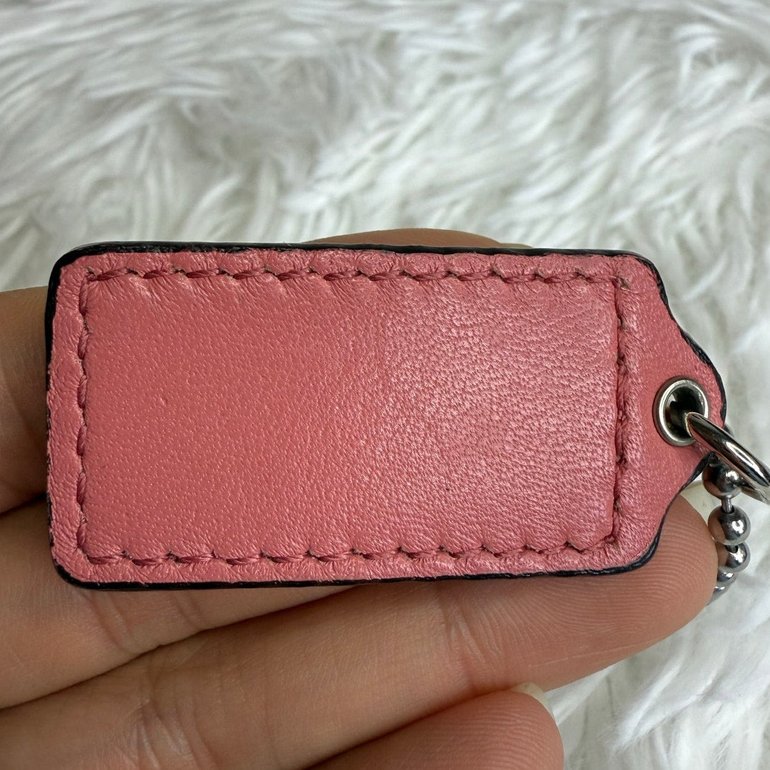 1.5" COACH Pink Silver Fob Bag Charm Hang tag Hangtag