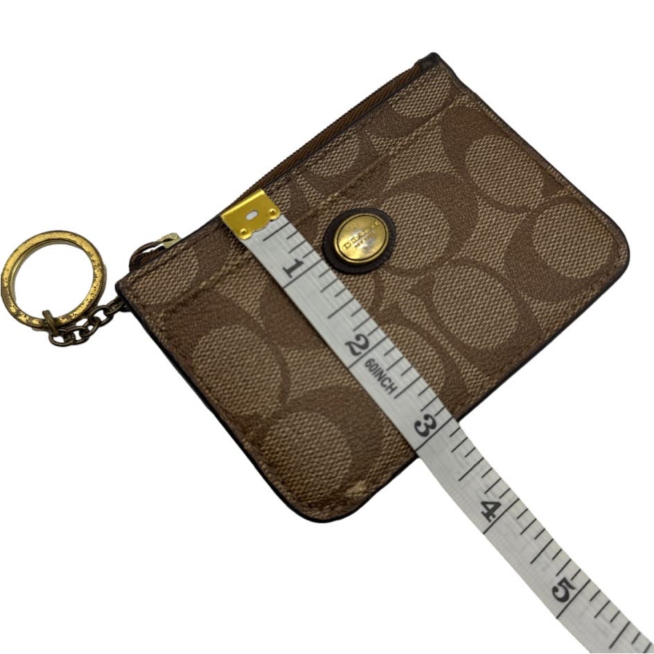 COACH Brown Signature Coated Canvas Cardholder  / Coin purse with Key chain