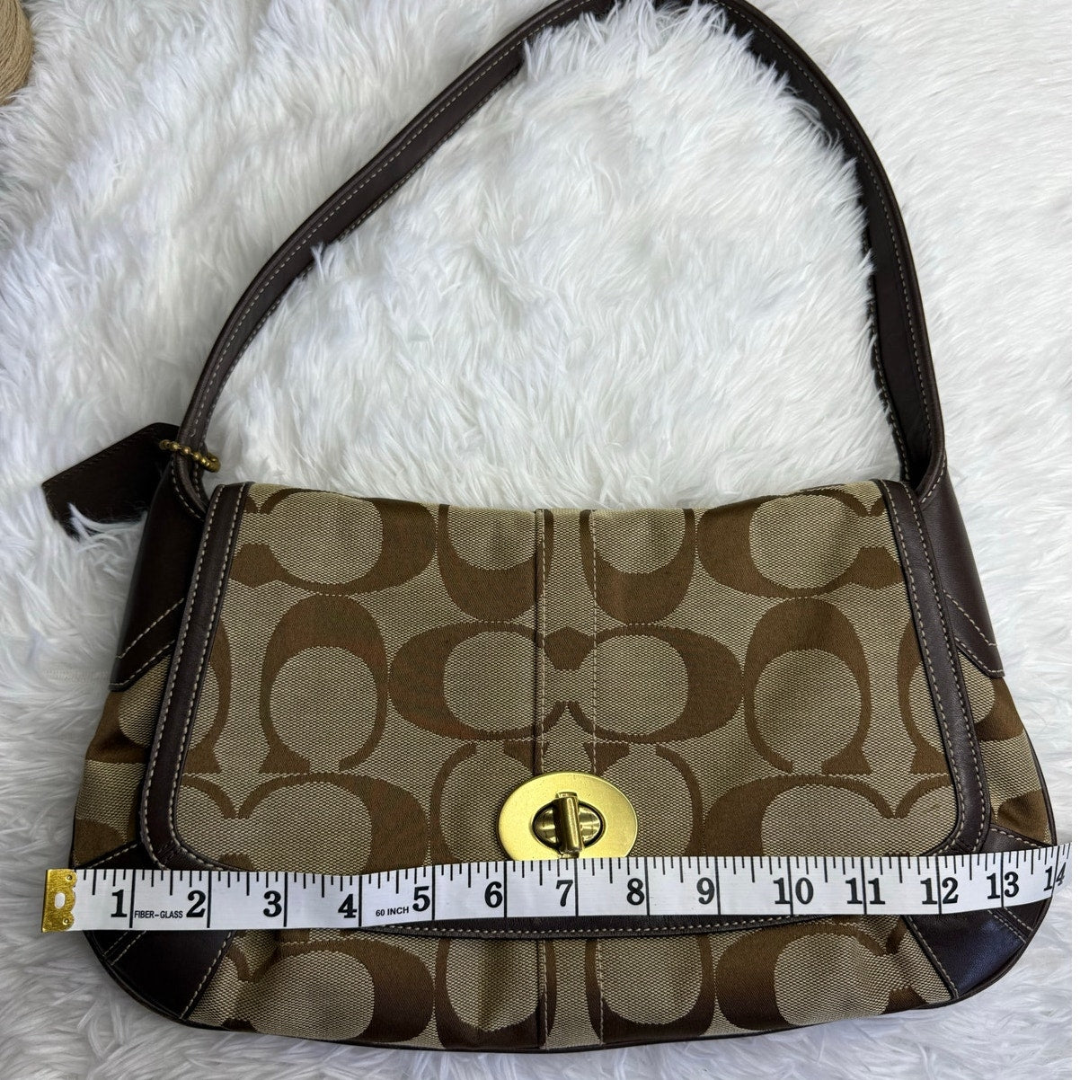 Vintage COACH y2k Brown Signature Canvas Jacquard Ergo Shoulder Bag