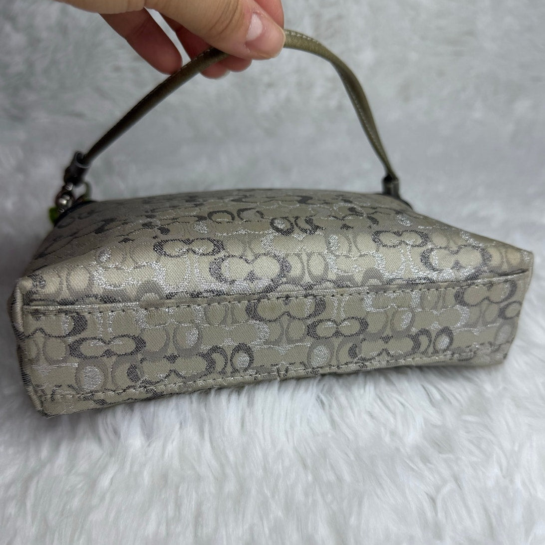 y2k COACH Silver Gray Signature Canvas Mini Purse / Wristlet