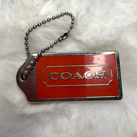 Vintage COACH Orange Silver Bag Charm Fob Hang tag Hangtag