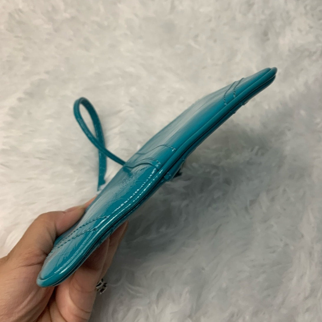 Coach Turquoise Patent Leather Wristlet