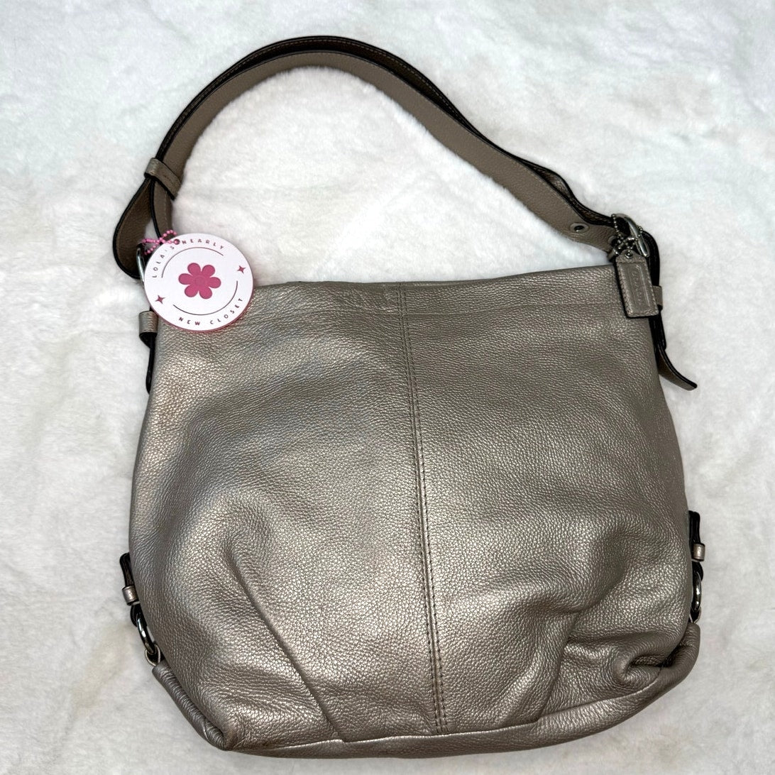 COACH 15064 Silver Duffel Bag Shoulder Bag Crossbody