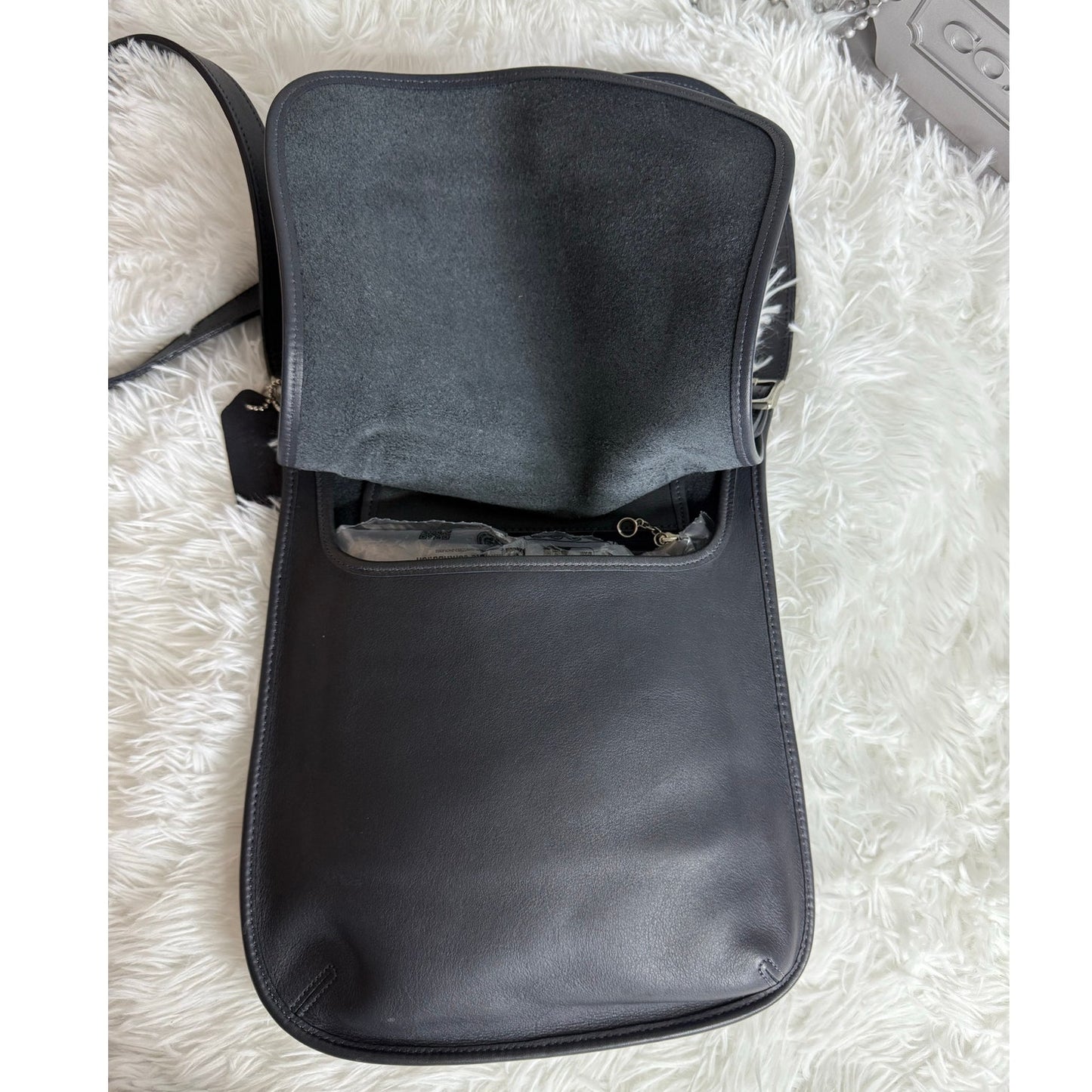 Vintage COACH 9131 Navy Nickle Small Hippie Flap Crossbody Bag