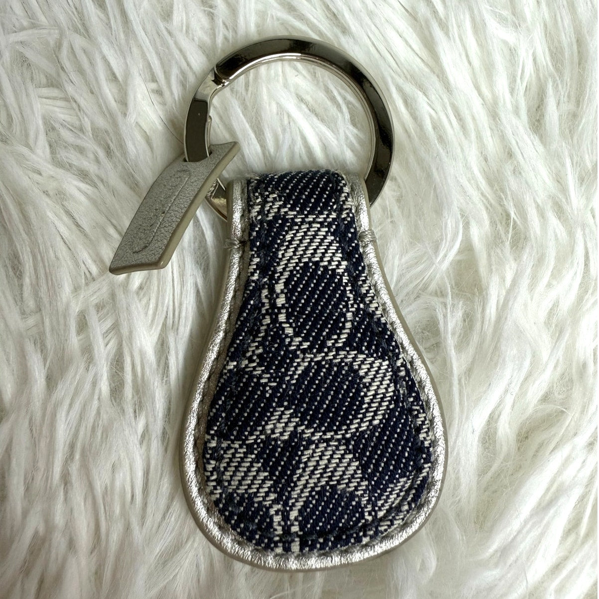 Vintage COACH y2k SIGNATURE TEAR DROP KEY RING Denim Charm