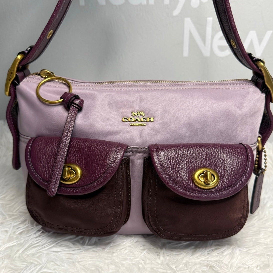 COACH Cargo Shoulder Bag Purple In Colorblock 91741
