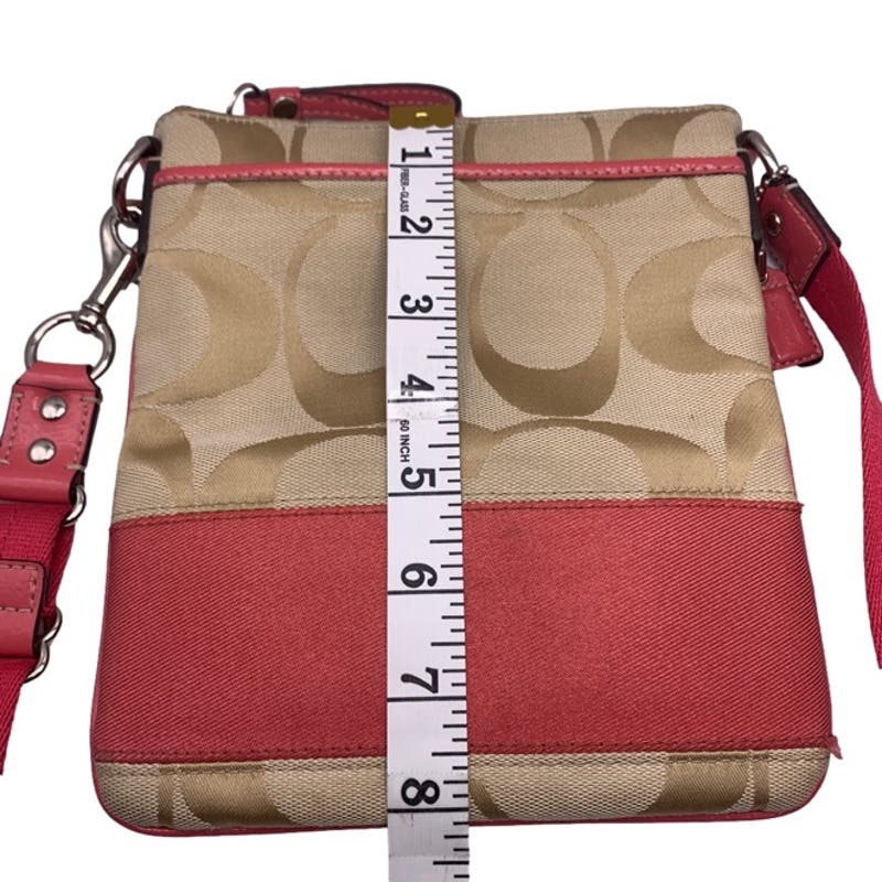 COACH Tan Pink Signature Canvas Crossbody