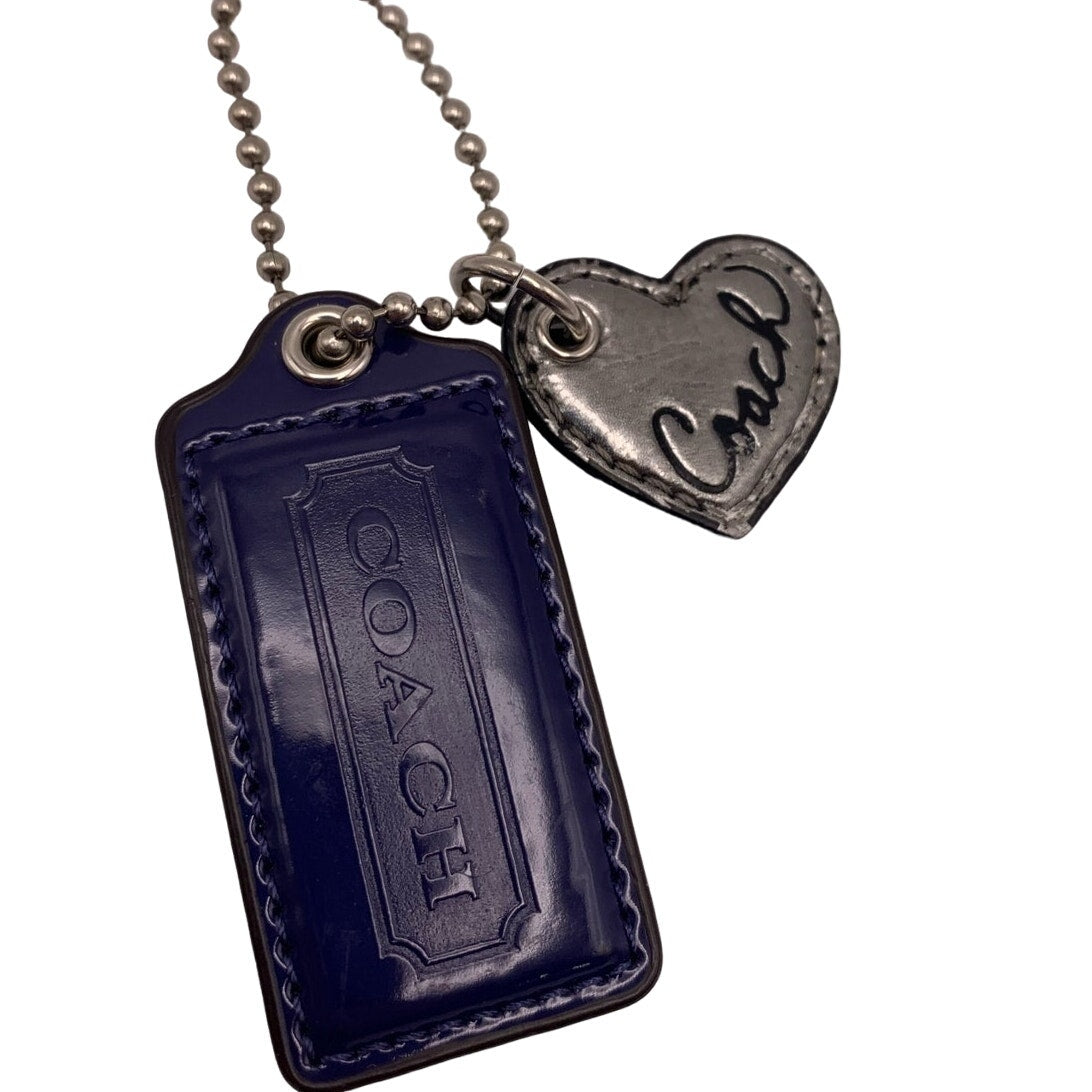 COACH Blue Silver Heart Poppy Replacement Hang Tag Bag Charm