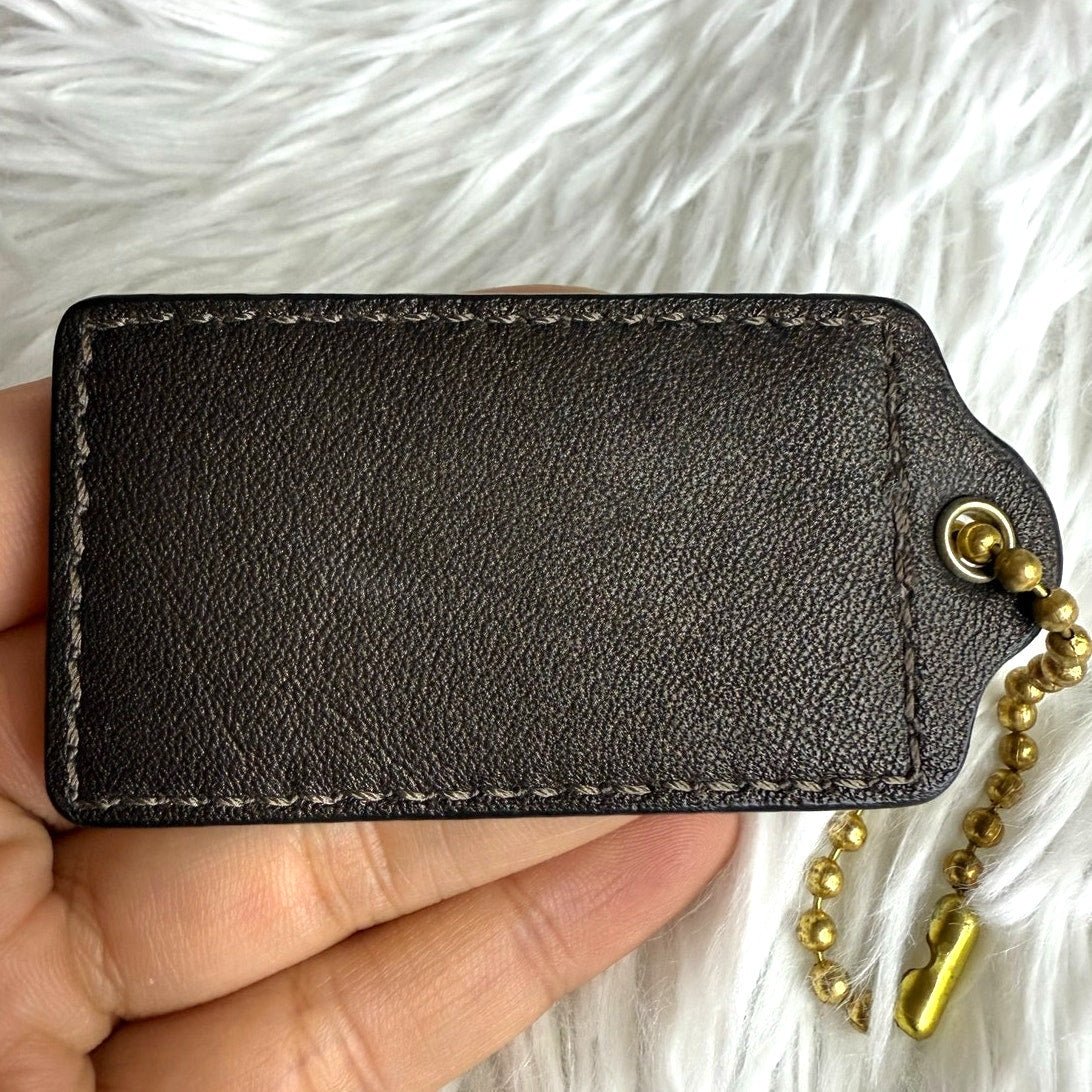 2.5" COACH Brown Fob Bag Charm Hang tag Hangtag