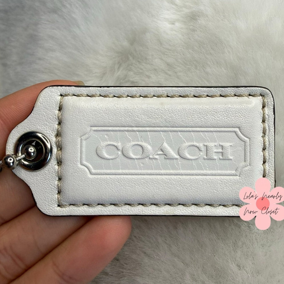 2” COACH White Fob Bag Charm Hang tag Hangtag