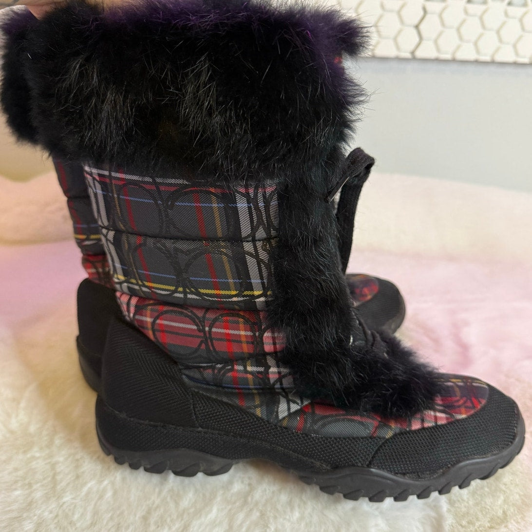 COACH Poppy Jennie Red Plaid Boot 6.5B