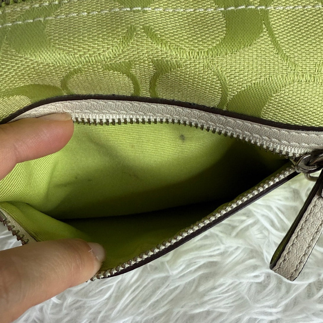 y2k Coach 2006 Vintage F06044 Lime Green Jacquard Shoulder Bag