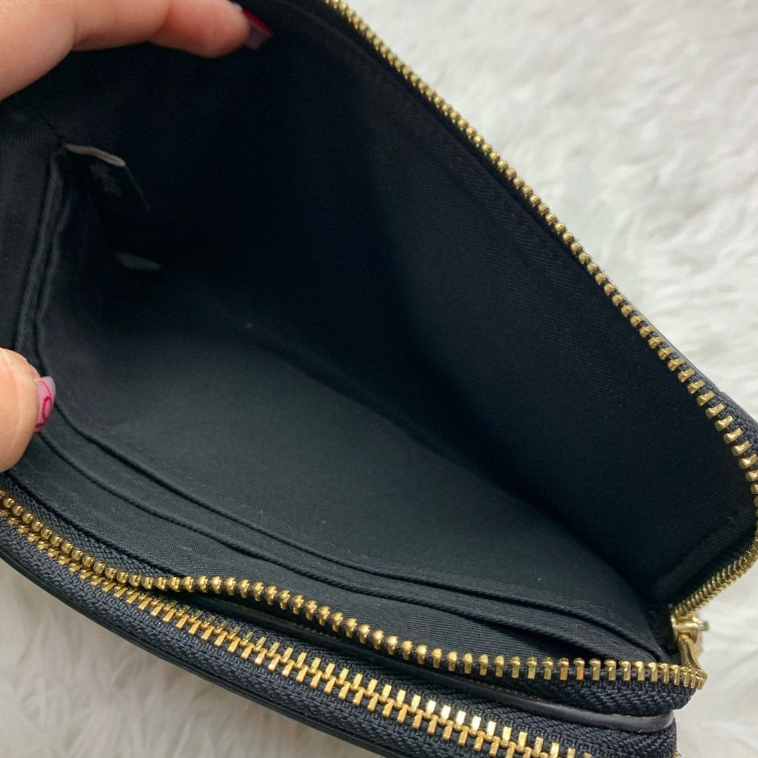 COACH Black Brown Double Large Zipper Wristlet